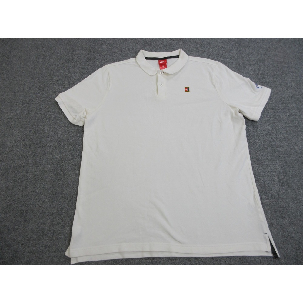 Nike Challenge Court Polo Shirt Mens XL White Tennis Pique Patch 943442-100